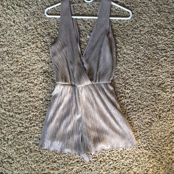 Charlotte Russe Dresses & Skirts - Gold Deep V-Neck Romper